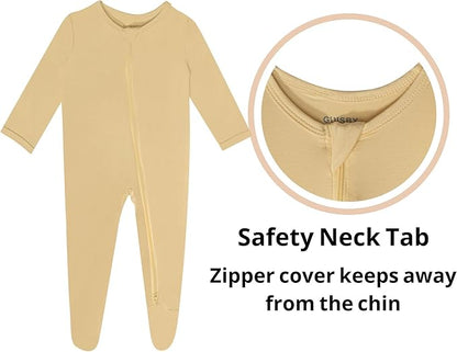 Baby Boy Footed Pajamas with Mittens,Rayon Made from Bamboo Sleepers, 2 Way Zipper Long Sleeve Pjs