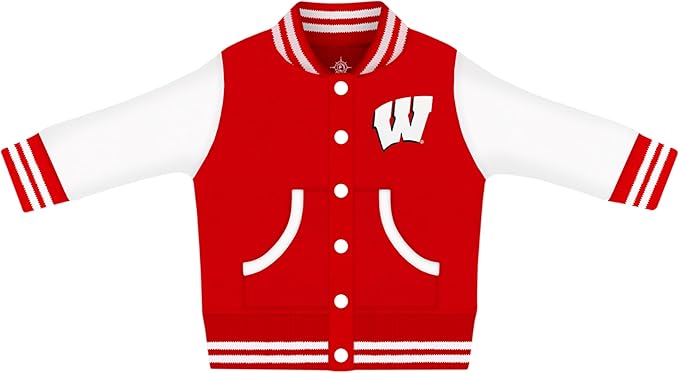 Creative Knitwear College Baby Varsity Jacket Lightweight - Team Logo, Multiple Colors, Unisex, (0 Months - 4T)