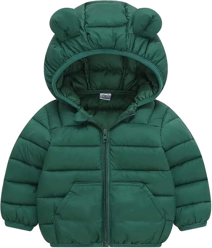 Toddler Winter Coats Puffer Padded Jacket Baby Boys Girls Bear Hoods Down Jacket Light Weight Infant Outerwear