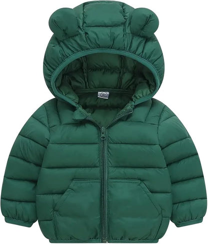 Toddler Winter Coats Puffer Padded Jacket Baby Boys Girls Bear Hoods Down Jacket Light Weight Infant Outerwear