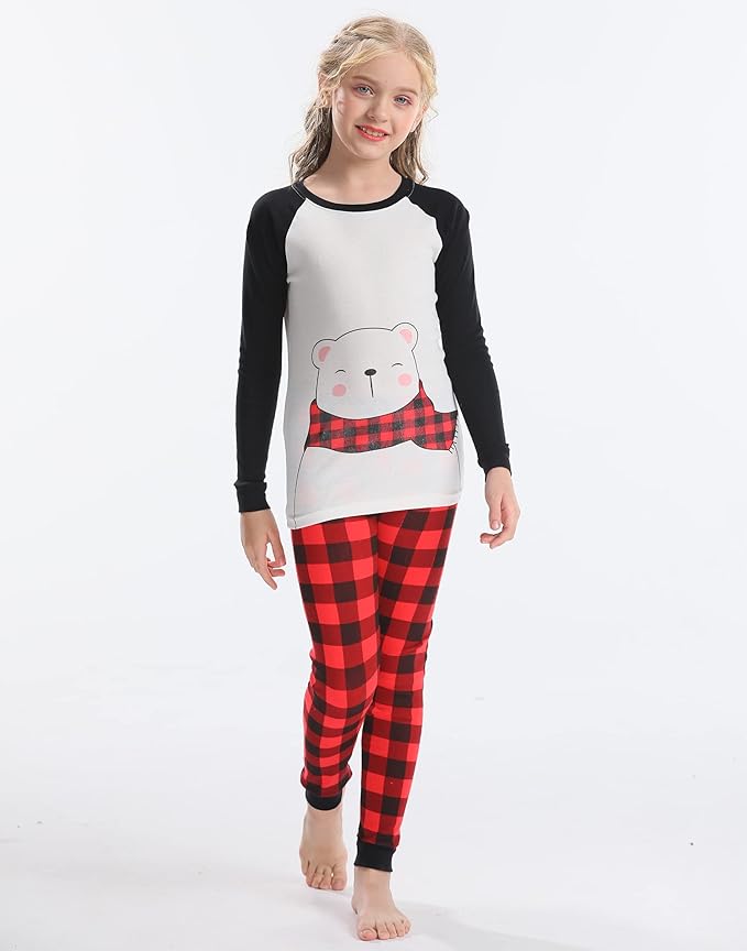 Babyroom Girls Matching Doll&Toddler 4 Piece Cotton Pajamas Toddler Christmas Sleepwear