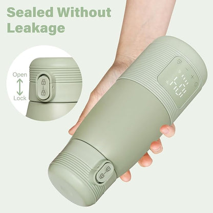 Portable Bottle Warmer 17oz Large Capacity for Travel - Dual Heating Modes for Breast Milk & Water, Fast 3-Min Heat, Long-Lasting Battery, Fits Most Bottles