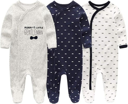 Newborn Baby Boy Girl Organic Cotton Bodysuit Long Sleeve Jumpsuit 3-Pack Outfits Clothes,0-24Months