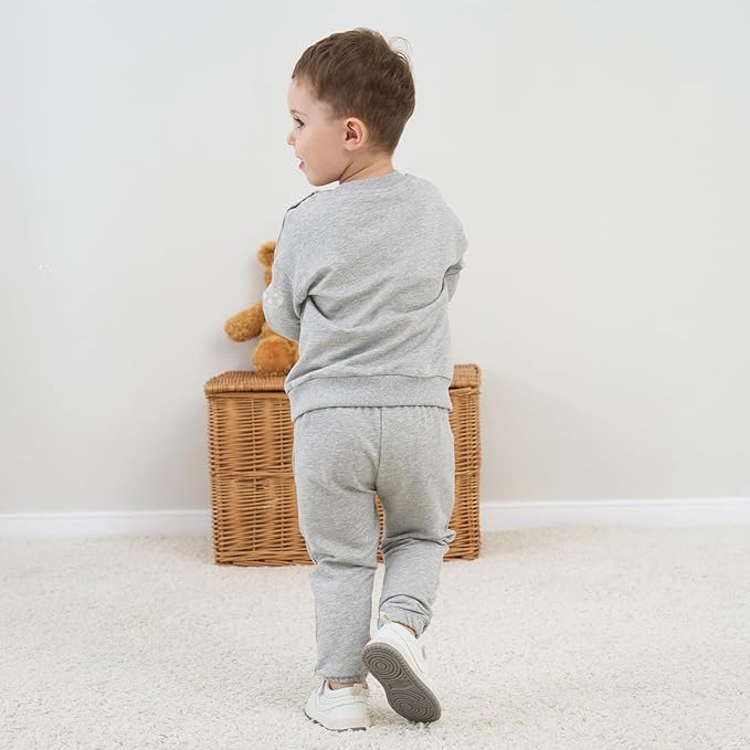 Fullfamous Baby and Toddler Boys 100% Cotton 2 Piece Long Sleeve Sweatshirt and Sweatpant Jogger Pants Set Newborn-4T