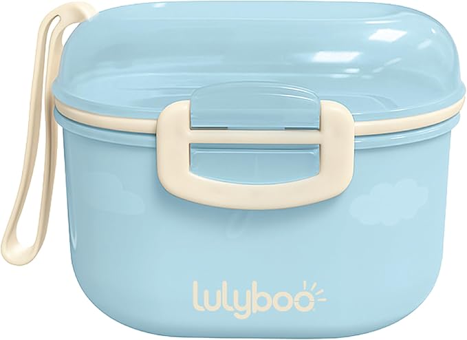 Lulyboo Baby Formula Milk Powder Container - Travel-Friendly, Airtight Storage with Scoop & Spork, Compact BPA-Free, Easy-to-Clean Portable Baby Feeding Accessories (Blue)