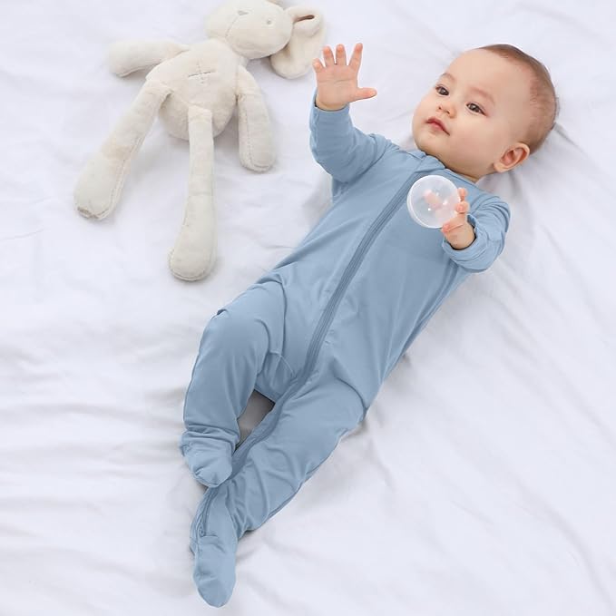 GUISBY Pajamas for Baby Boys & Girls, Infant Onesie with Mitten Long Sleeve Footed Pjs