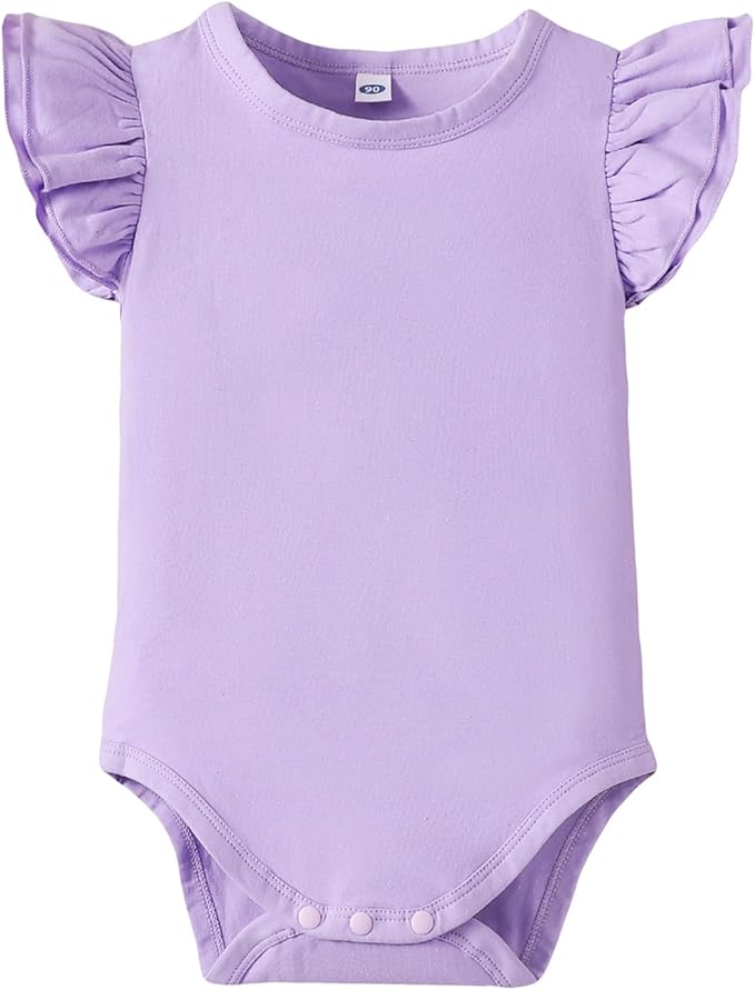 Magic Park 0-24M Infant Girl Romper Baby Girls Solid Color Bodysuit Toddler Ruffle Jumpsuit Shirts Casual Tops Baptism Shirt