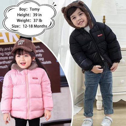 Fairy Baby Infant Baby Winter Coat Cute Teddy Bear Hooded Jacket Warm Fleece Outerwear Windproof Toddler Boys Girl 6M-4T