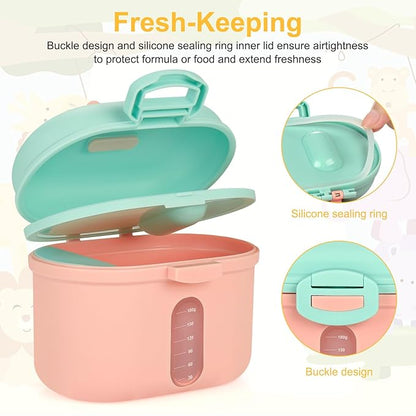 Accmor Baby Formula Dispenser On The Go, Portable Milk Powder Formula Dispenser with Scoop,Formula Containers for Travel Hold 8.5oz/240g Formula, Pink