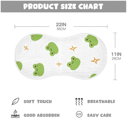 Muslin Baby Burp Cloths Set of 1, Soft Absorbent Cute Frog Muslin Washcloths, Bibs, Face Towel for Newborn Boys Girls, 22 x 11 Inch