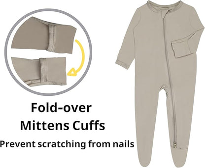 GUISBY Pajamas for Baby Boys & Girls, Infant Onesie with Mitten Long Sleeve Footed Pjs