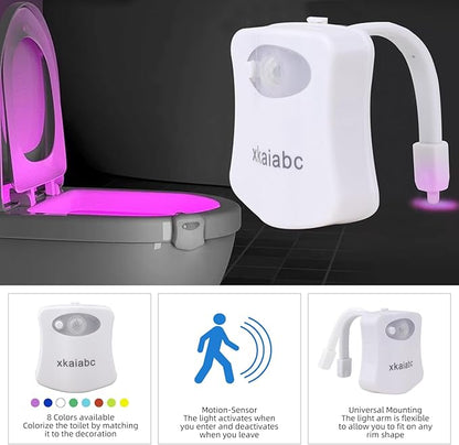 Toilet Light, Motion Sensor Night Light, Led Lights Inside Toilet Motion Sensor, Bathroom Night Light 8 Colors Motion Activated, Led Lights for Kids Bathroom Decor