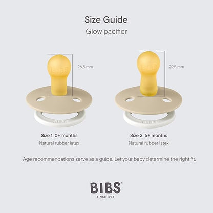 Bibs Colour Pacifier 2-Pack | BPA Free Soother, Round Nipple. Natural Rubber Latex,