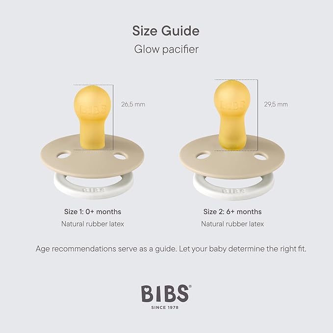 Bibs Colour Pacifier 2-Pack | BPA Free Soother, Round Nipple. Natural Rubber Latex,