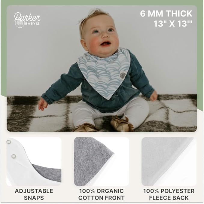 Parker Baby Bandana Drool Bibs 8 Pack Baby Bibs for Boys, Girls, Unisex - Soft & Stylish Teething Bibs for Babies