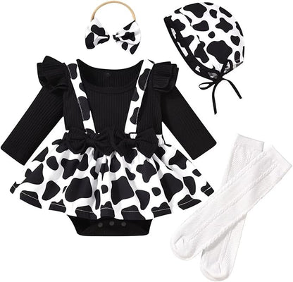 Unutiylo Preemie Newborn Baby Girl Clothes Romper Suspender Dress Fall Winter Outfits Ruffle Long Sleeve Jumpsuit