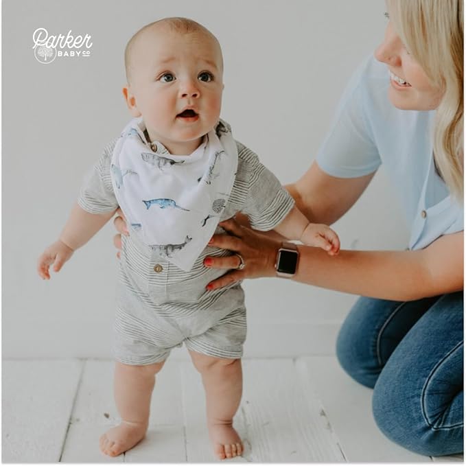 Parker Baby Bandana Drool Bibs 8 Pack Baby Bibs for Boys, Girls, Unisex - Soft & Stylish Teething Bibs for Babies