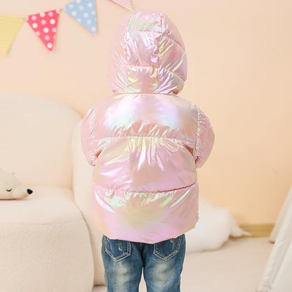 UNICOMIDEA Baby Girl Winter Coat Laser Toddler Jackets Warm Down Outerwear with Hooded for 12M-5T
