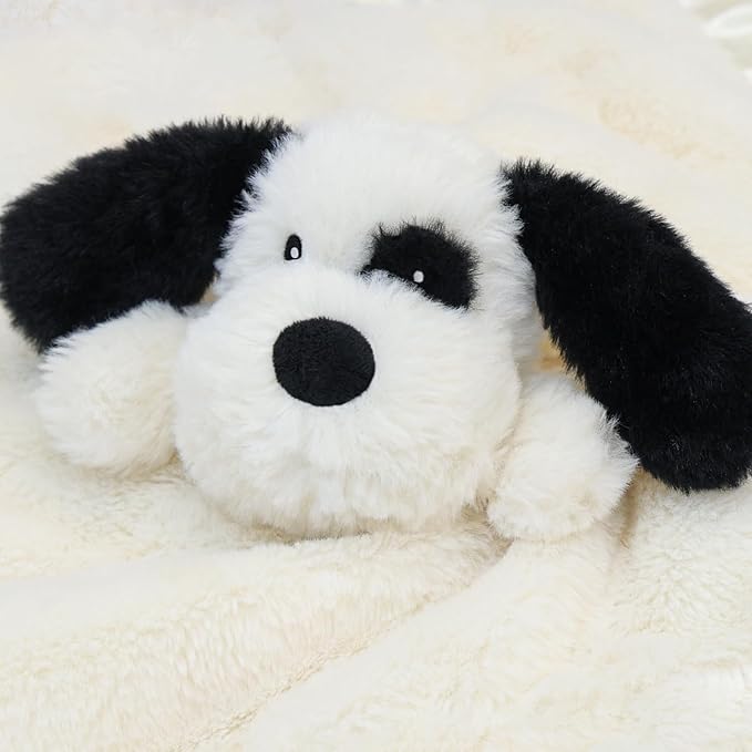 Puppy Baby Security Blanket for Toddler Infant Newborn Boys and Girls Soft Lovey Plush Fabric and Satin Backing, Black 13.5 Inch