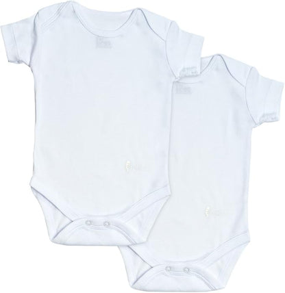 Feathers Baby Solid White 100% Cotton Super Soft Onesie Undershirts 2-Pack