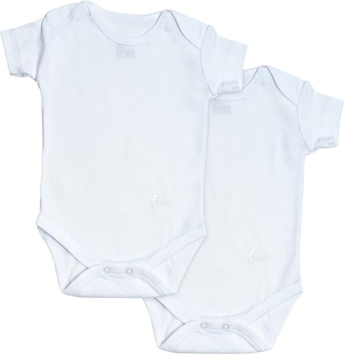 Feathers Baby Solid White 100% Cotton Super Soft Onesie Undershirts 2-Pack