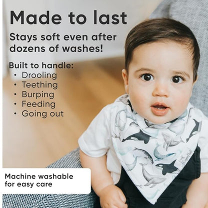 Copper Pearl 4 Pack Soft Cotton Baby Bibs for Drooling and Teething, Absorbent Drool Bibs for Baby Girl and Boy, Adjustable to Fit Newborns to Toddlers, Tons of Styles (Kai)