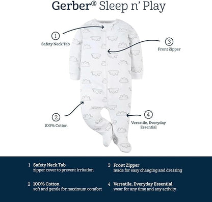 Gerber baby-girls 4 Pack Sleep N' Play Footie