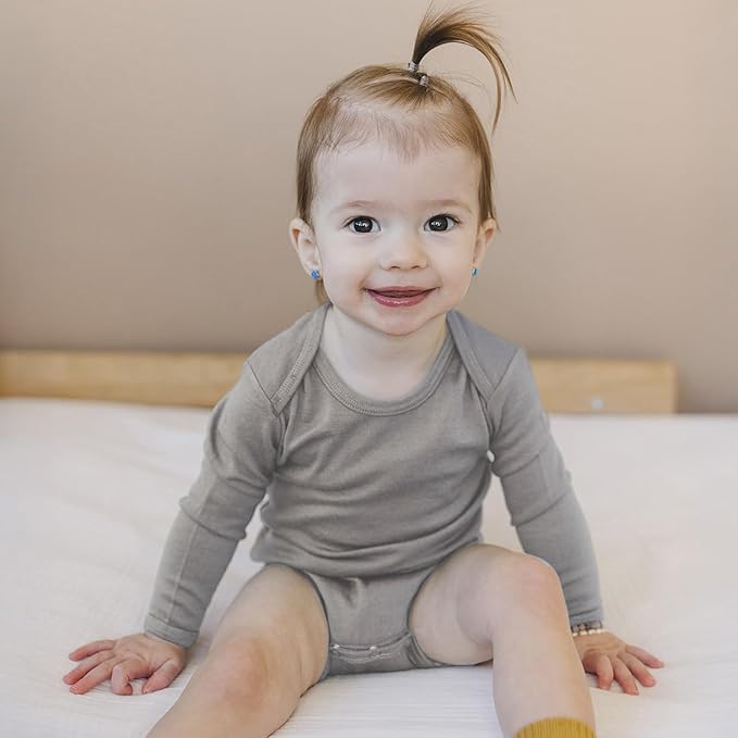 Woolino 100% Superfine Merino Wool Baby Bodysuit - Long Sleeve Bodysuit for Boy and Girl - Tagless Neck Bodysuit for Unisex