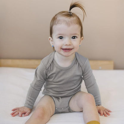 Woolino 100% Superfine Merino Wool Baby Bodysuit - Long Sleeve Bodysuit for Boy and Girl - Tagless Neck Bodysuit for Unisex