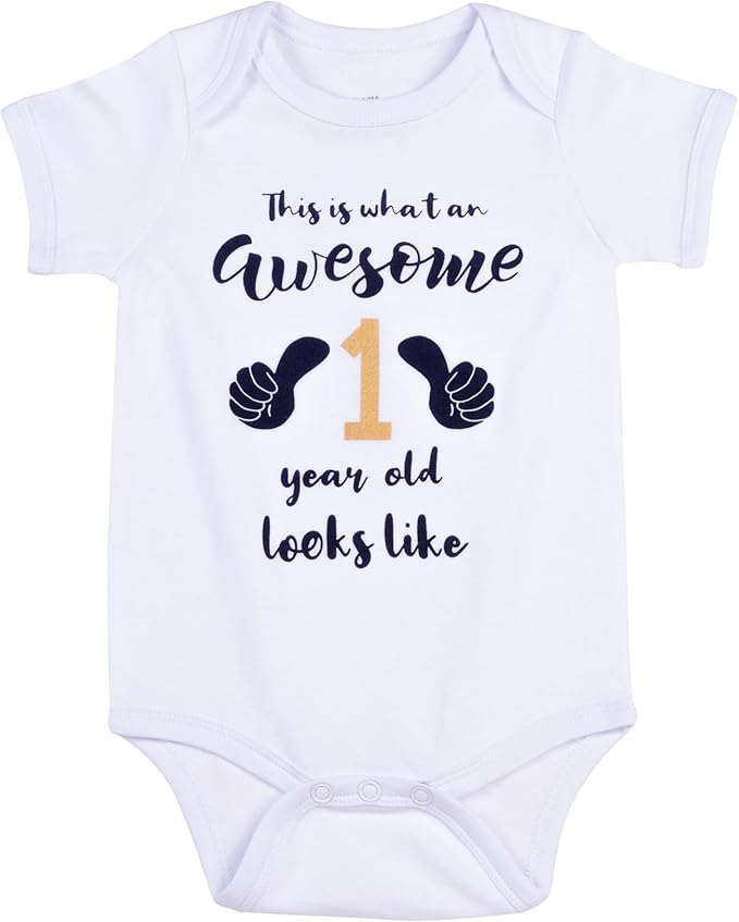 Cnins Funny Baby Bodysuit & Daddy Matching Cotton Outfit for Wild One 1st Birthday, Unisex Newborn Infant Clothes 0-24M
