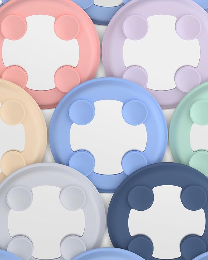 8" Stainless Steel Baby Suction Plate, Toddler Plates with Removable Silicone Sleeves, Non Toxic Unbreakable Led Weaning Supplies Kids Snack Dishes Set of 4, Sage Blue Gray Blush