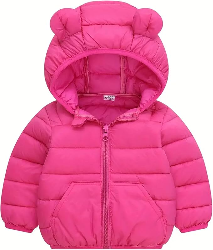 Toddler Winter Coats Puffer Padded Jacket Baby Boys Girls Bear Hoods Down Jacket Light Weight Infant Outerwear