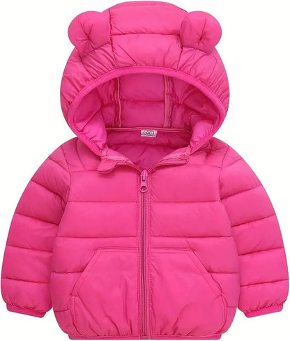 Toddler Winter Coats Puffer Padded Jacket Baby Boys Girls Bear Hoods Down Jacket Light Weight Infant Outerwear