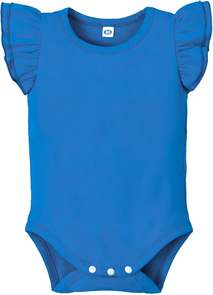 Magic Park 0-24M Infant Girl Romper Baby Girls Solid Color Bodysuit Toddler Ruffle Jumpsuit Shirts Casual Tops Baptism Shirt