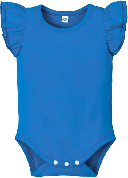 Magic Park 0-24M Infant Girl Romper Baby Girls Solid Color Bodysuit Toddler Ruffle Jumpsuit Shirts Casual Tops Baptism Shirt