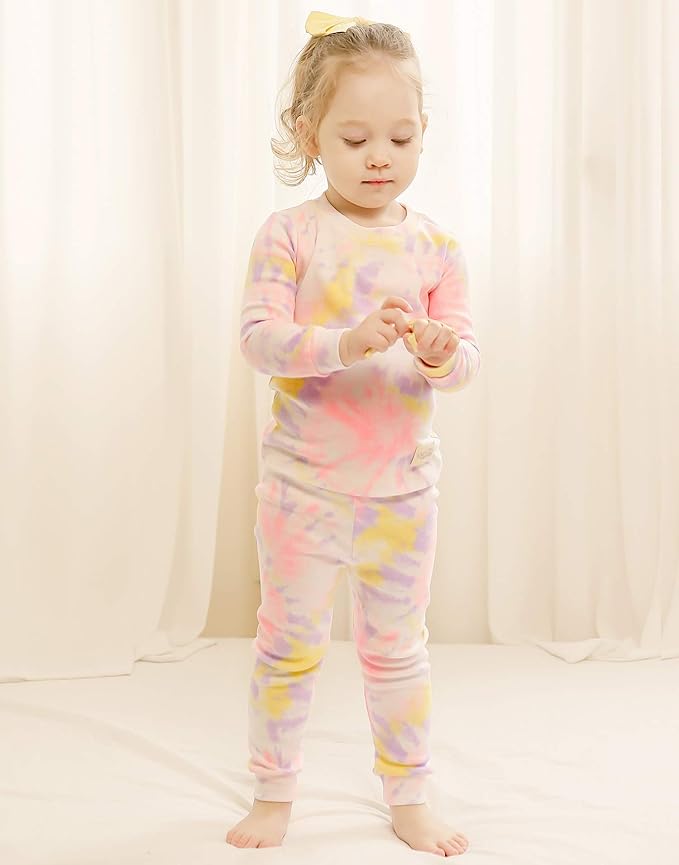 VAENAIT BABY 12M-12Y Toddler Kids Boys Girls 100% Cotton Marbling Tiedye Sung Fit Sleepwear Pajamas 2pcs Pjs Set