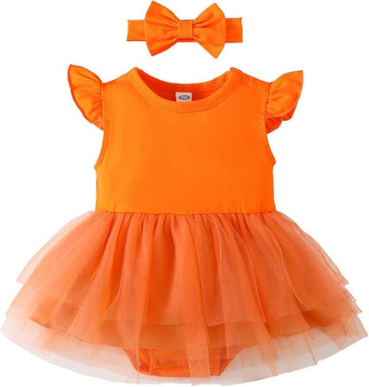Magic Park 0-18M Infant Bodysuit Tutu Dress Baby Girl Romper Dress Toddler Solid Color Tulle Skirt Baptism Holidays Outfits