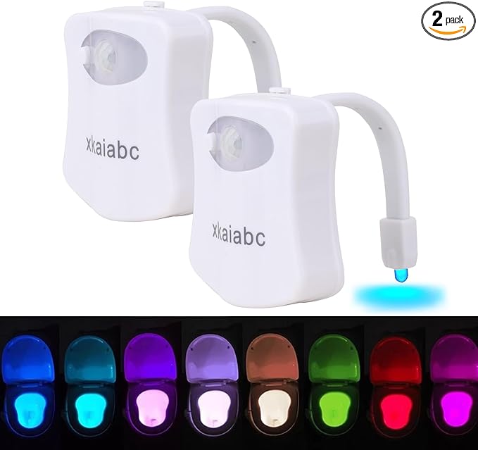 Toilet Light, Motion Sensor Night Light, Led Lights Inside Toilet Motion Sensor, Bathroom Night Light 8 Colors Motion Activated, Led Lights for Kids Bathroom Decor