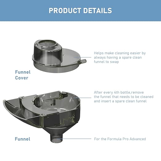 Baby Formula Dispenser Replacement Funnel Compatible with Baby Brezza Formula Pro Advanced and Pro Advanced WiFi Models ONLY, Replacement Funnel & Cover, NOT Fit Formula Pro MINI Mixer Machine, 2-Set