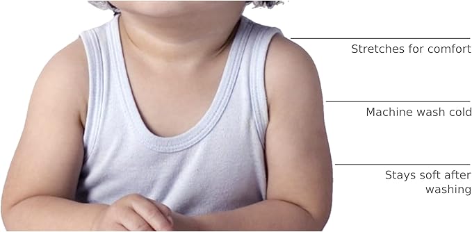 Newborn Baby Sleeveless Pack of 6 Tank Tops 100% Cotton Shirts, Short Sleeve Tees 0-24 Months Boys, Girls, Unisex