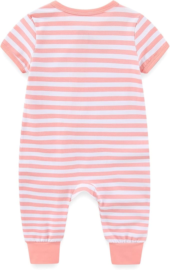 2 Pack Unisex Baby Short Sleeve Rompers 2 Way Zipper New Born One-Piece Jumpsuits 0-24Months Infant Outfits