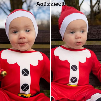 Aalizzwell Infant Baby Boys Girls First Christmas Outfit Xmas Romper Elf Santa Clothes