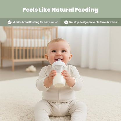 Replacement Nipple, Ring & Cap Set Compatible with Philips Avent Natural Response Bottles, Medium Flow (Flow 3), 10-Pack, Individually Wrapped