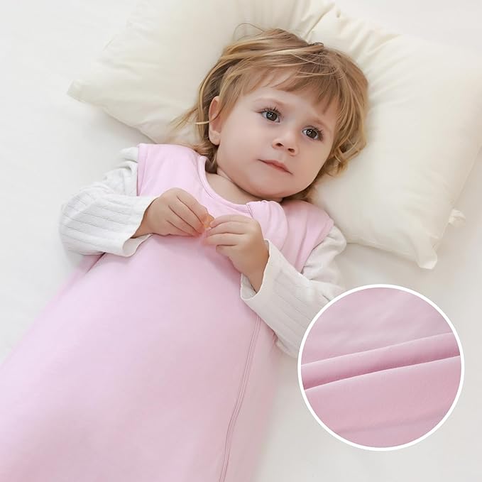 Mosebears Unisex Rayon Made from Bamboo Sleep Sack with 2-Way Zipper,2.5 Tog Baby Winter Sleep Sack (Blush,18-36 Months)