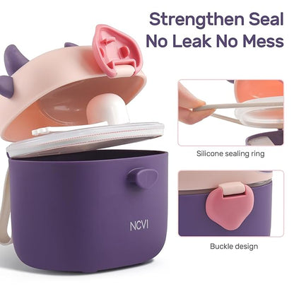 NCVI Baby Formula Dispenser On The Go, Formula Container To Go, Formula Holder for Travel, Outdoor Picnic with Baby Infant, Portable Container for Milk Powder, Snacks, Candy, Fruits (Purple)