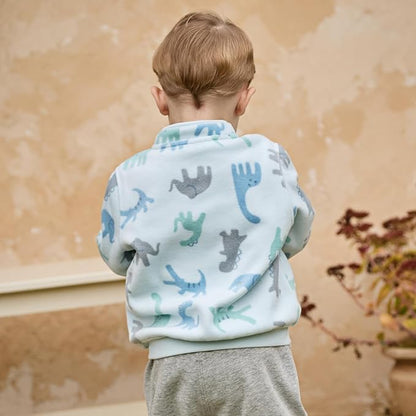DAVE&BELLA Toddler Printed Polar Fleece Jacket, Zip Up Lightweight Outerwear for Kids Boys Girls Fall Spring Coat 2-9 Years