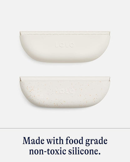 Lalo The Bib - Waterproof, Non-Toxic Silicone Baby Bib with Adjustable Neck Band & Silicone Food Pouch Catcher, Set of 2