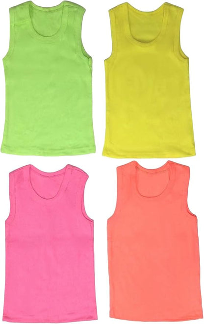 ToBeInStyle Girl's 4 Pack Ruffle Hem Cotton Tank Tops