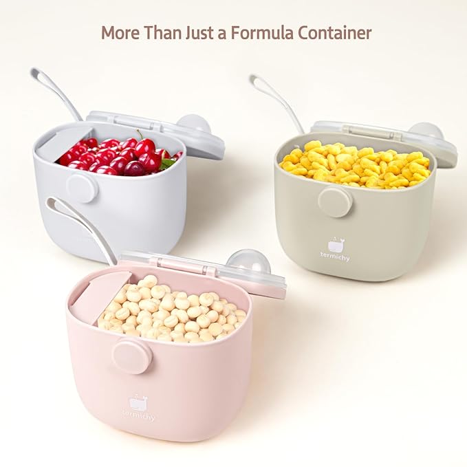 Termichy Baby Formula Dispenser, Portable Milk Powder Dispenser Container with Carry Handle and Scoop for Travel Outdoor Activities with Baby Infant, 8.8OZ, 0.55LB, 250g,500ml (Baby Pink)