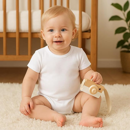 ROMPERINBOX Baby Girl Short Sleeve Onsies, 3 Pack Multi Colors Baby Bodysuit, Knitted Solid, Crew Neck 0-24 Months